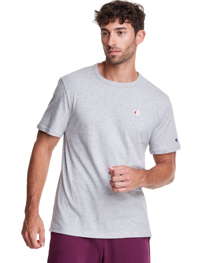 Champion Lightweight Jersey C Logo Grey T-Shirt Mens - South Africa JENYMS205